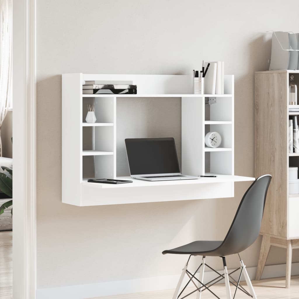 Scrivania a Parete Bianca 105x48x75 cm in Legno Multistrato - homemem39
