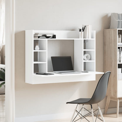 Scrivania a Parete Bianca 105x48x75 cm in Legno Multistrato - homemem39