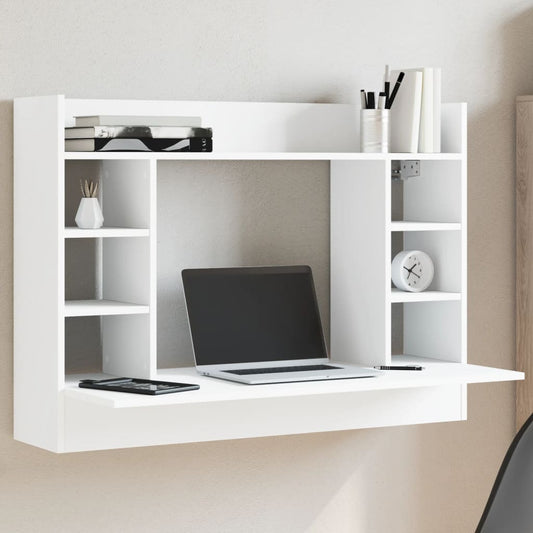 Scrivania a Parete Bianca 105x48x75 cm in Legno Multistrato - homemem39