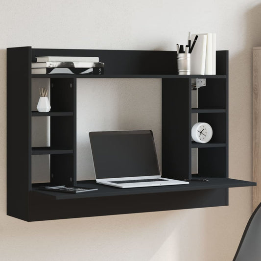 Scrivania a Parete Nera 105x48x75 cm in Legno Multistrato - homemem39