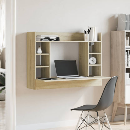 Scrivania a Parete Rovere Sonoma 105x48x75 cm Legno Multistrato - homemem39