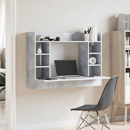 Scrivania a Parete Grigio Cemento 105x48x75cm Legno Multistrato - homemem39