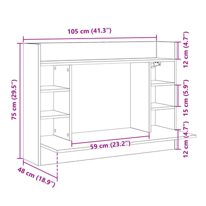 Scrivania a Parete Grigio Cemento 105x48x75cm Legno Multistrato - homemem39