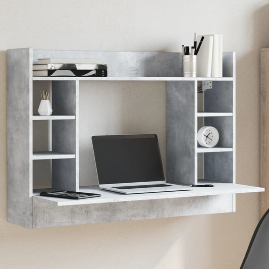 Scrivania a Parete Grigio Cemento 105x48x75cm Legno Multistrato - homemem39