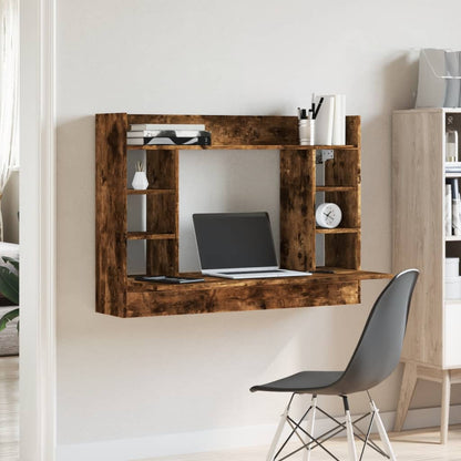 Scrivania a Parete Rovere Fumo 105x48x75cm Legno Multistrato - homemem39