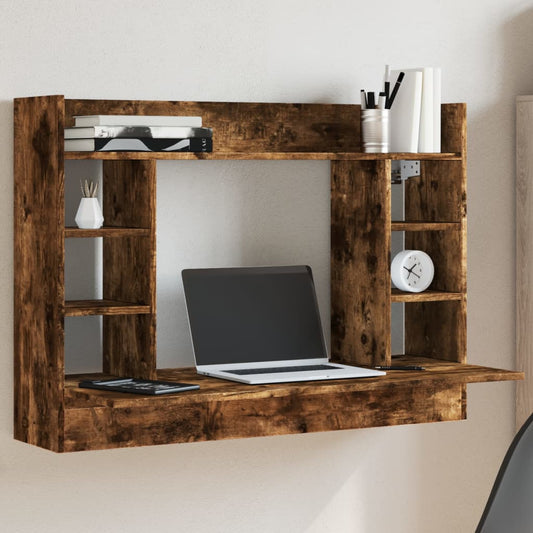 Scrivania a Parete Rovere Fumo 105x48x75cm Legno Multistrato - homemem39