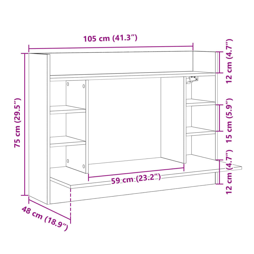 Scrivania a Parete Grigio Sonoma 105x48x75cm Legno Multistrato - homemem39