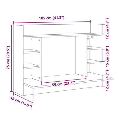 Scrivania a Parete Grigio Sonoma 105x48x75cm Legno Multistrato - homemem39