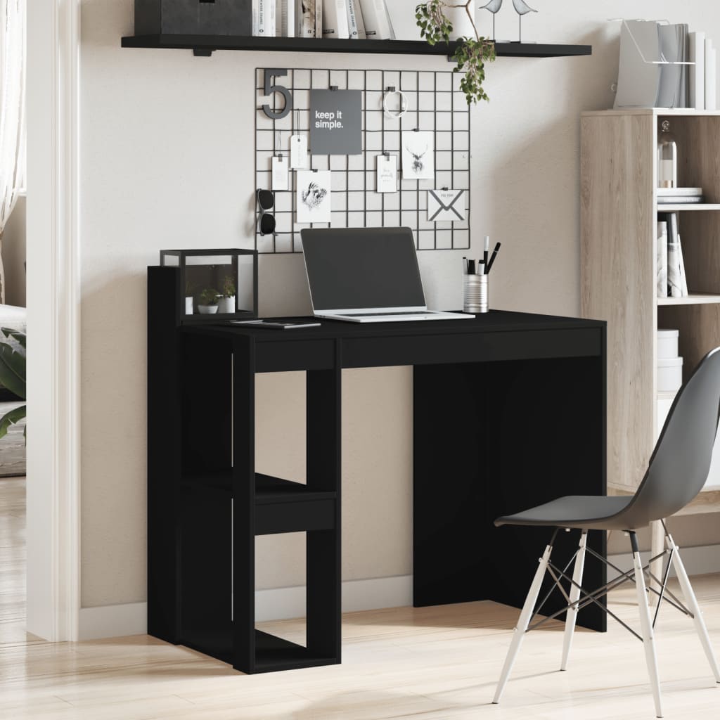 Scrivania Ufficio Nera 103,5x56,5x94 cm in Legno Multistrato - homemem39