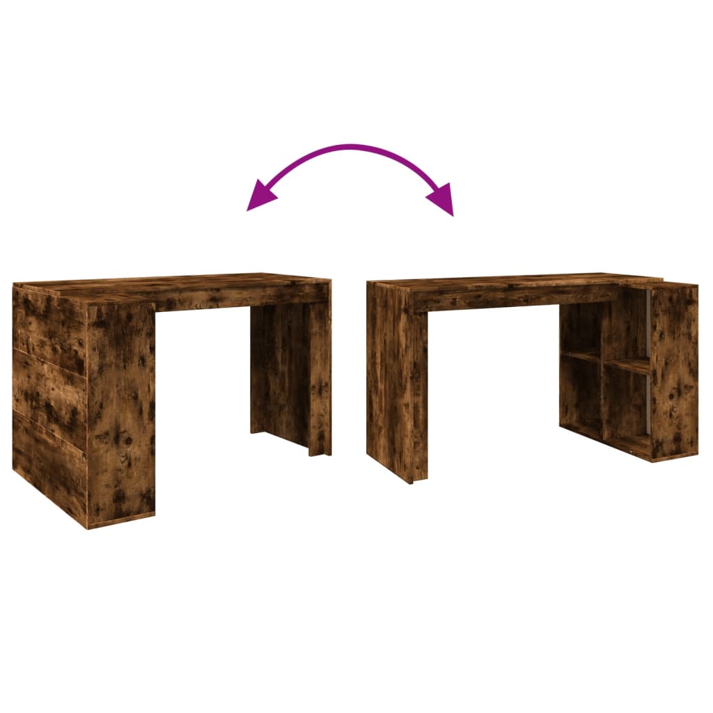 Scrivania Rovere Fumo 123,5x73,5x75 cm in Legno Multistrato - homemem39