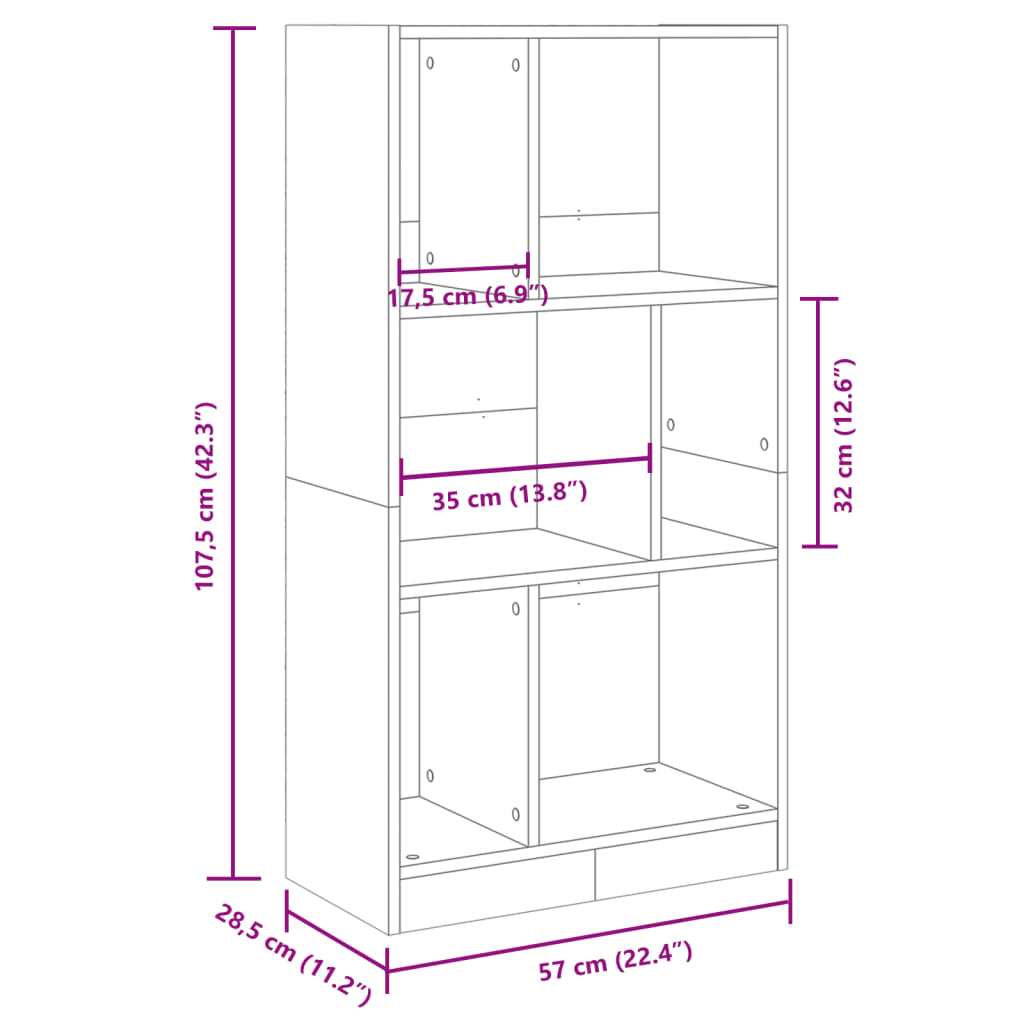 Libreria Bianca 57x28,5x107,5 cm in Legno Multistrato | homemem39