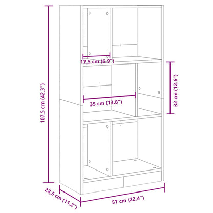 Libreria Grigio Cemento 57x28,5x107,5 cm in Legno Multistrato | homemem39