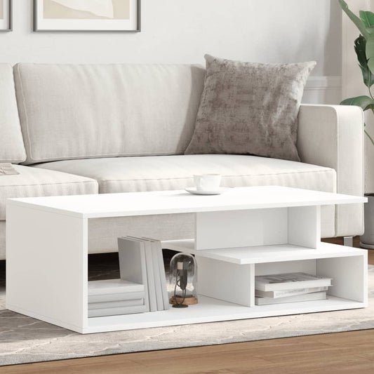 Tavolino da Salotto Bianco 102x55x35 cm in Legno Multistrato | homemem39