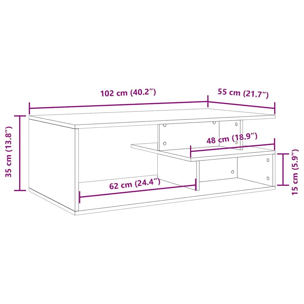 Tavolino Salotto Rovere Sonoma 102x55x35cm in Legno Multistrato | homemem39