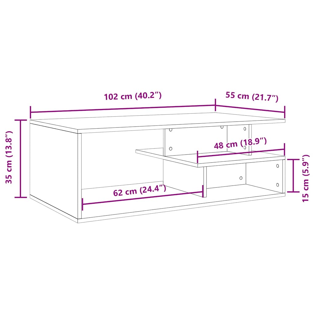 Tavolino Salotto Grigio Cemento 102x55x35 cm Legno Multistrato | homemem39