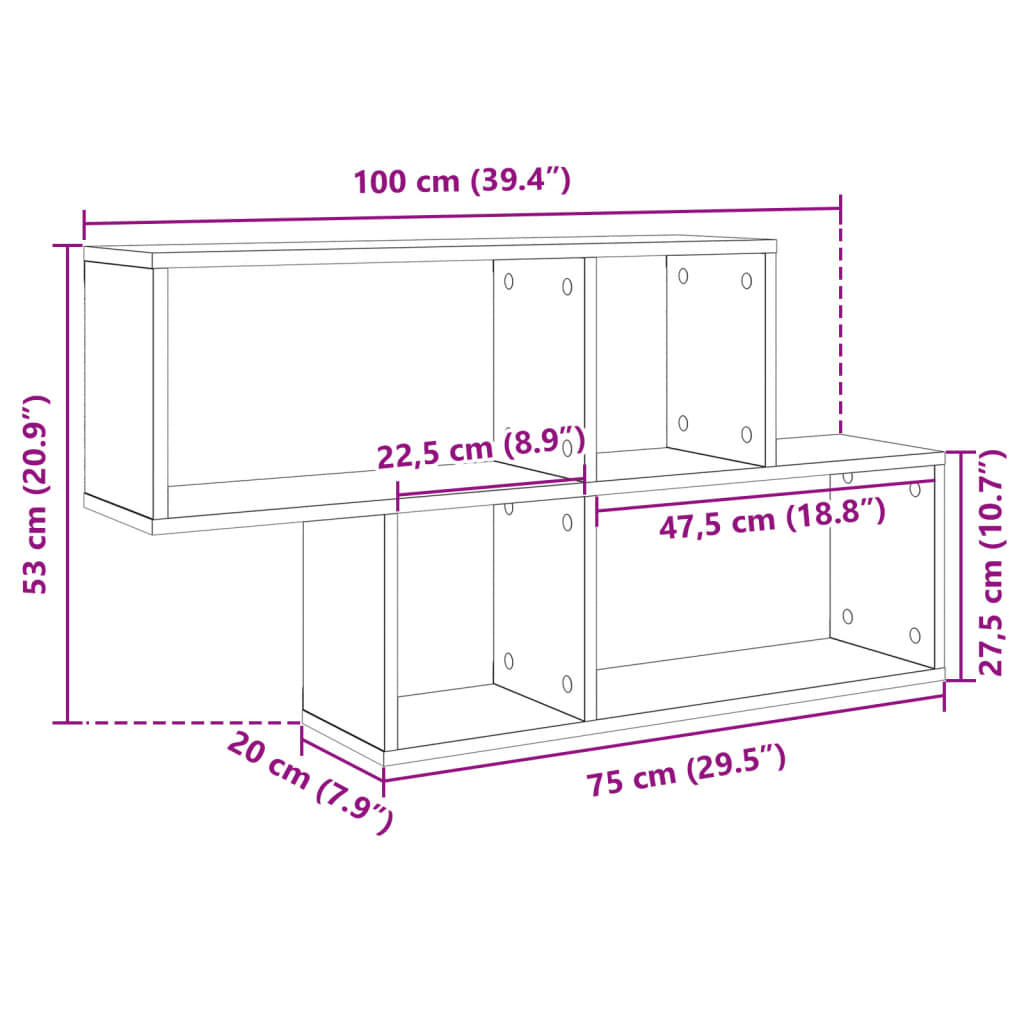 Scaffale a Parete Rovere Sonoma 100x20x53cm Legno Multistrato | homemem39