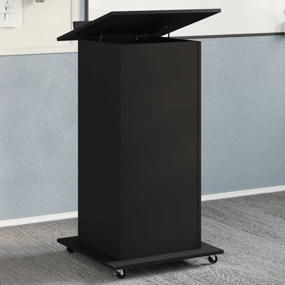 Leggio con Ruote e Cassetto Nero 55x55x107 cm in Multistrato - homemem39