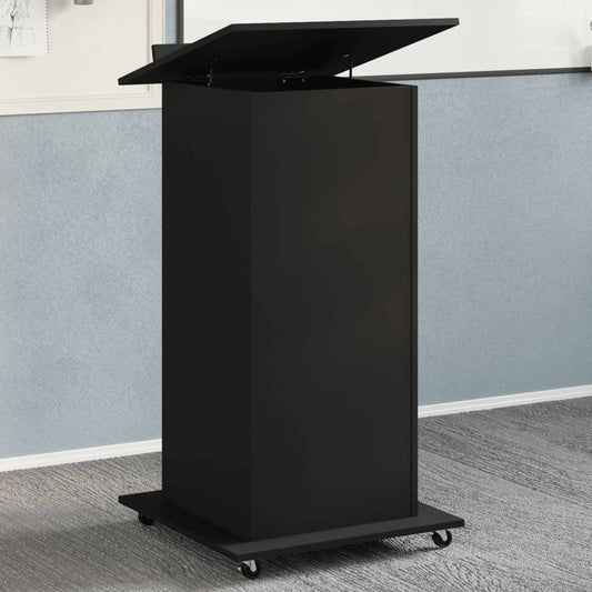Leggio con Ruote e Cassetto Nero 55x55x107 cm in Multistrato - homemem39