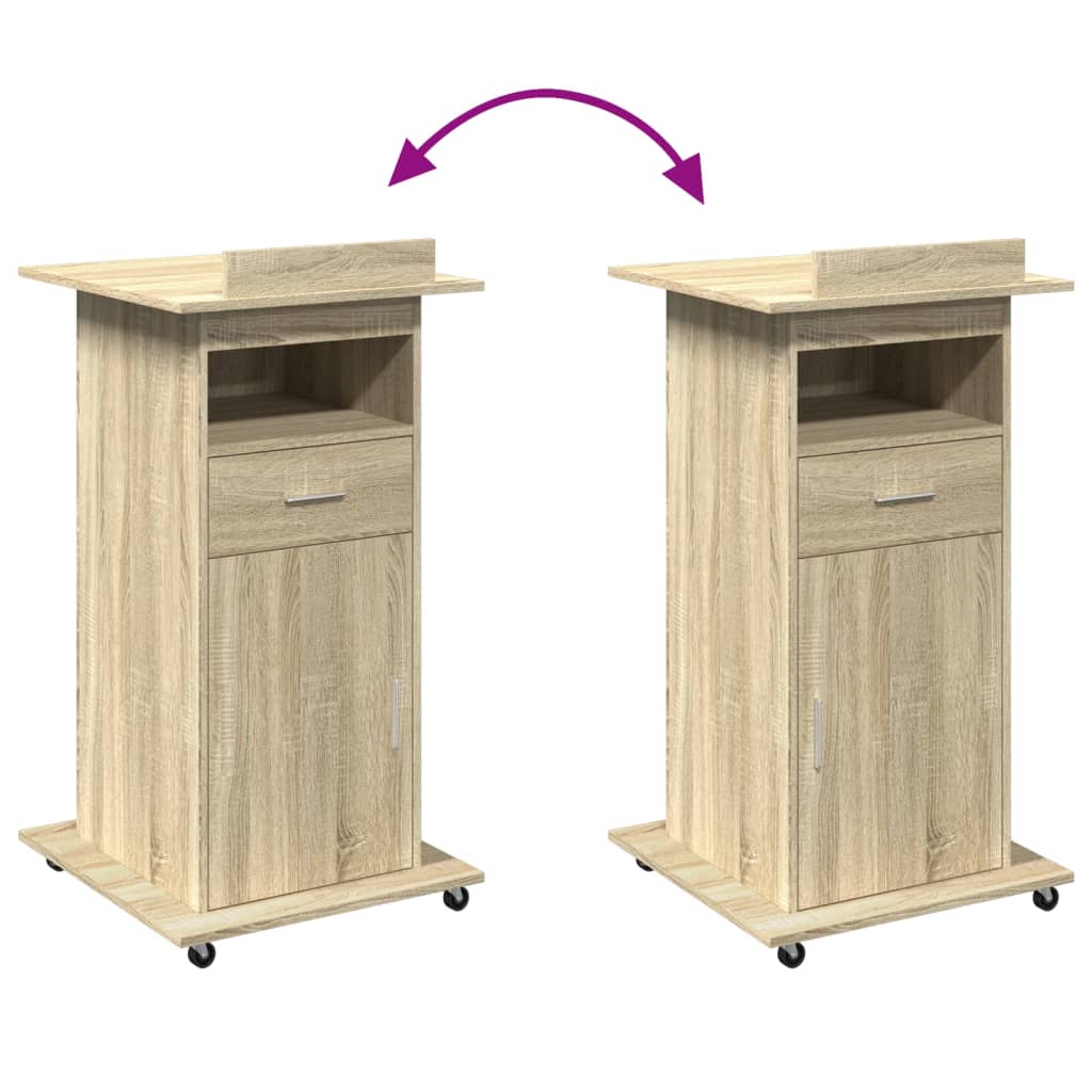 Leggio con Ruote e Cassetto Sonoma 55x55x107 cm in Multistrato - homemem39