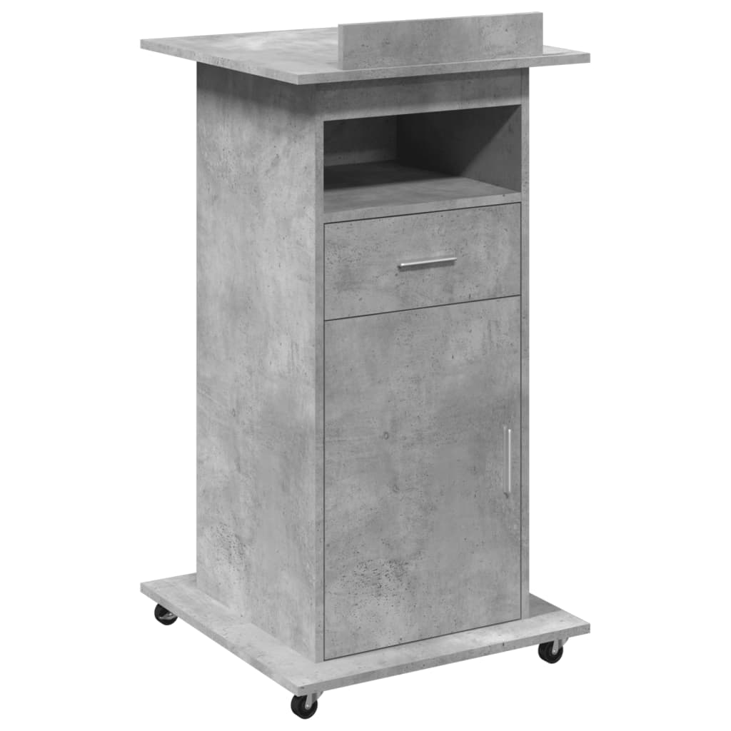 Leggio con Ruote e Cassetto Grigio 55x55x107 cm in Multistrato - homemem39