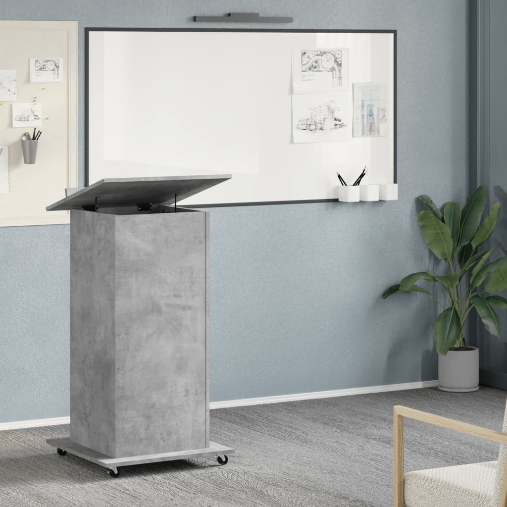 Leggio con Ruote e Cassetto Grigio 55x55x107 cm in Multistrato - homemem39