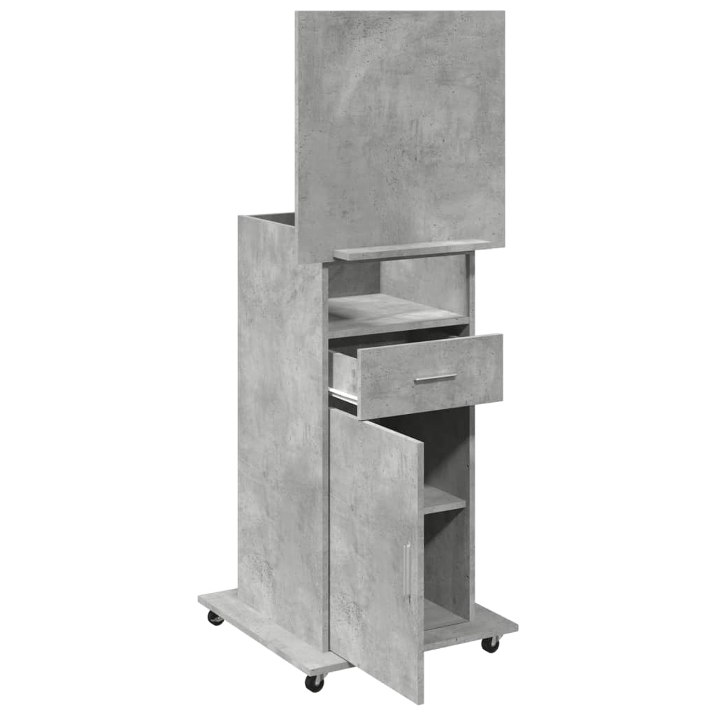 Leggio con Ruote e Cassetto Grigio 55x55x107 cm in Multistrato - homemem39