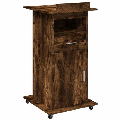 Leggio con Ruote e Cassetto Rovere Fumo 55x55x107cm Multistrato - homemem39