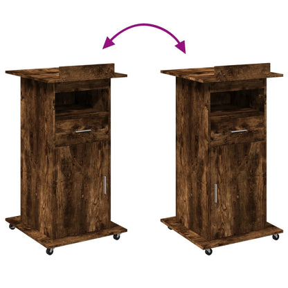 Leggio con Ruote e Cassetto Rovere Fumo 55x55x107cm Multistrato - homemem39
