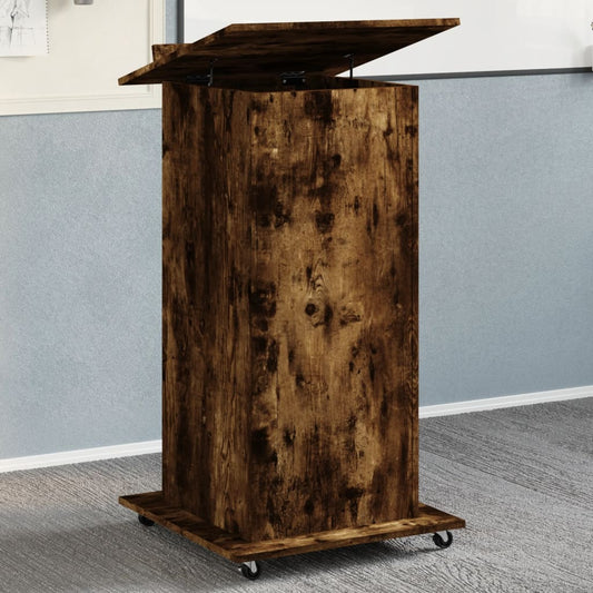 Leggio con Ruote e Cassetto Rovere Fumo 55x55x107cm Multistrato - homemem39