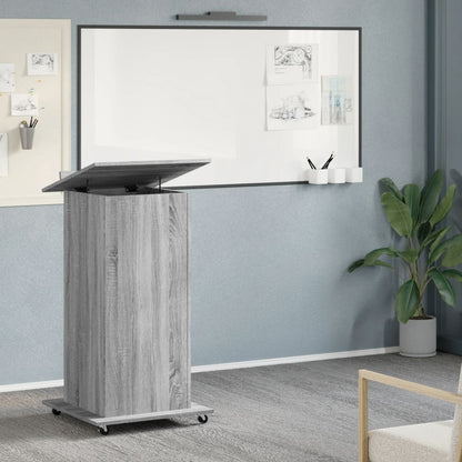 Leggio con Ruote Cassetto Grigio Sonoma 55x55x107cm Multistrato - homemem39
