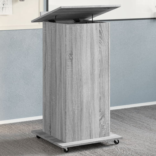 Leggio con Ruote Cassetto Grigio Sonoma 55x55x107cm Multistrato - homemem39