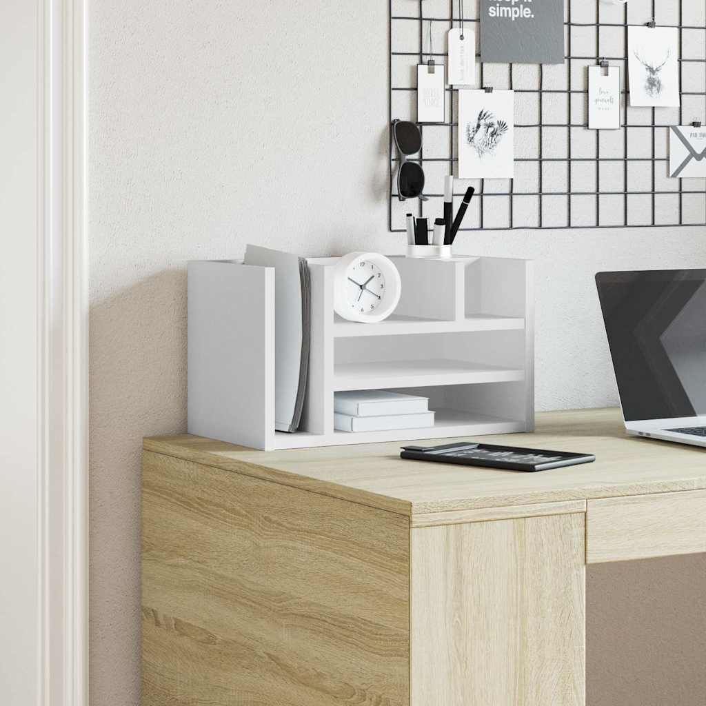 Organizer da Scrivania Bianco 44,5x24x25 cm Legno Multistrato