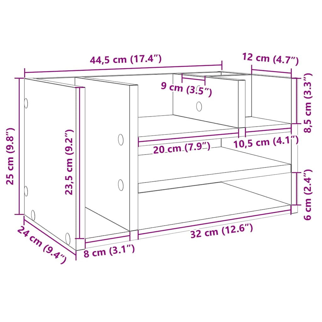 Organizer da Scrivania Bianco 44,5x24x25 cm Legno Multistrato | homemem39