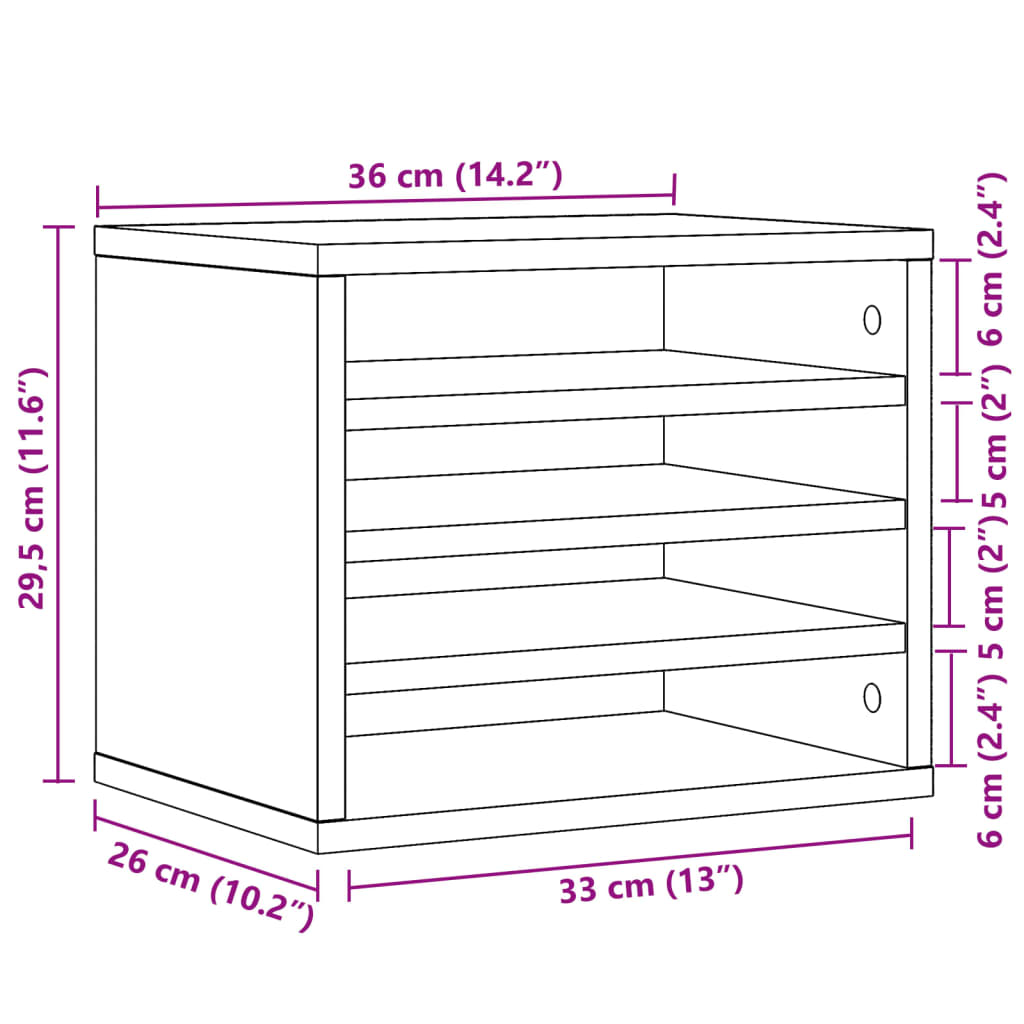 Organizer Scrivania Grigio Sonoma 36x26x29,5 Legno Multistrato