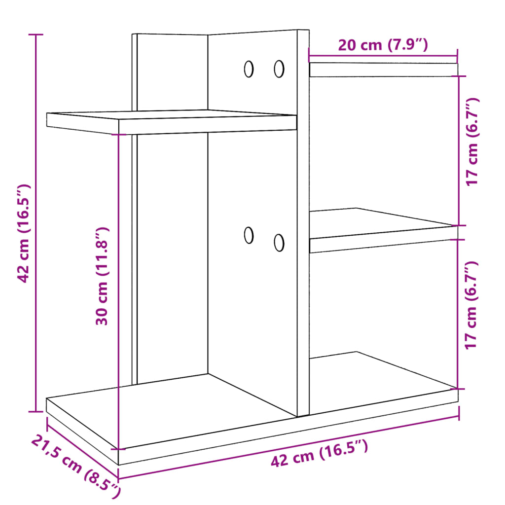 Organizer Scrivania Grigio Cemento 42x21,5x42 cm Multistrato | homemem39