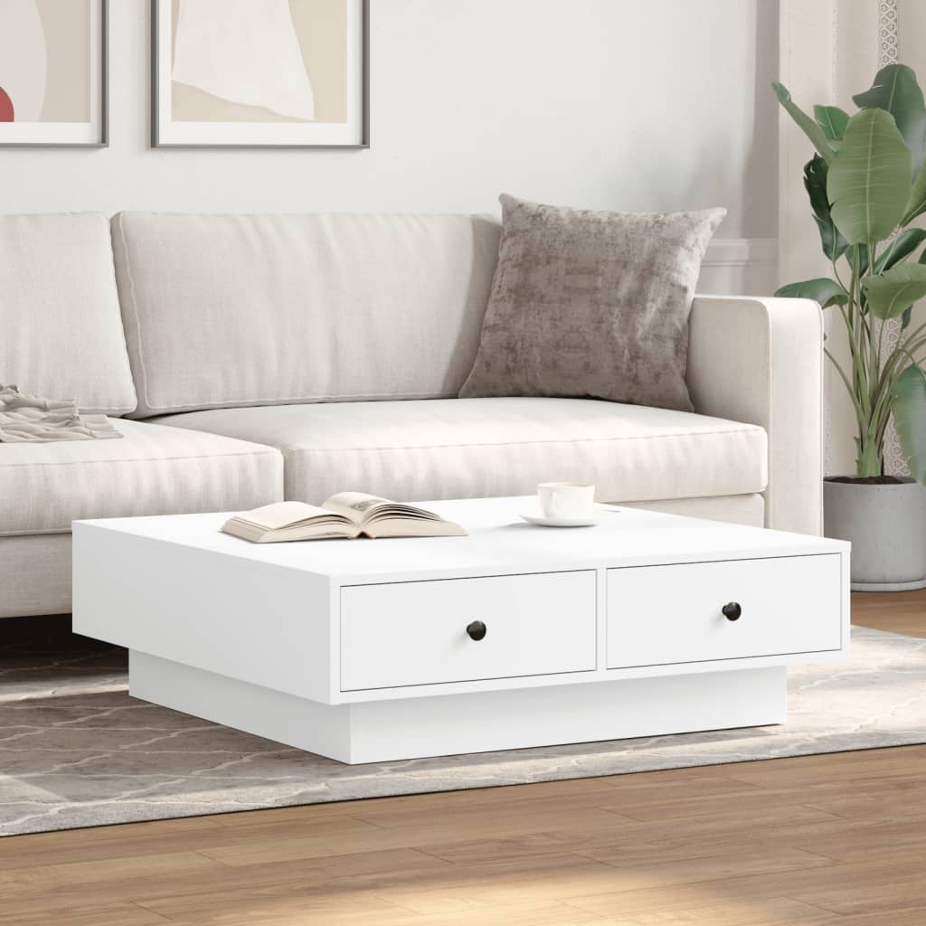 Tavolino da Salotto Bianco 90x90x28 cm in Truciolato | homemem39