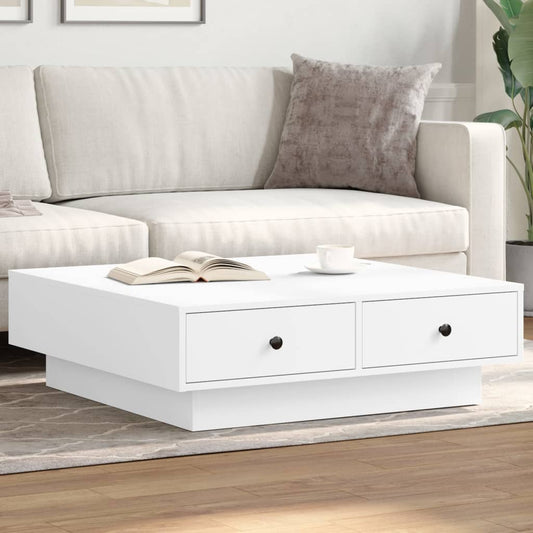 Tavolino da Salotto Bianco 90x90x28 cm in Truciolato | homemem39