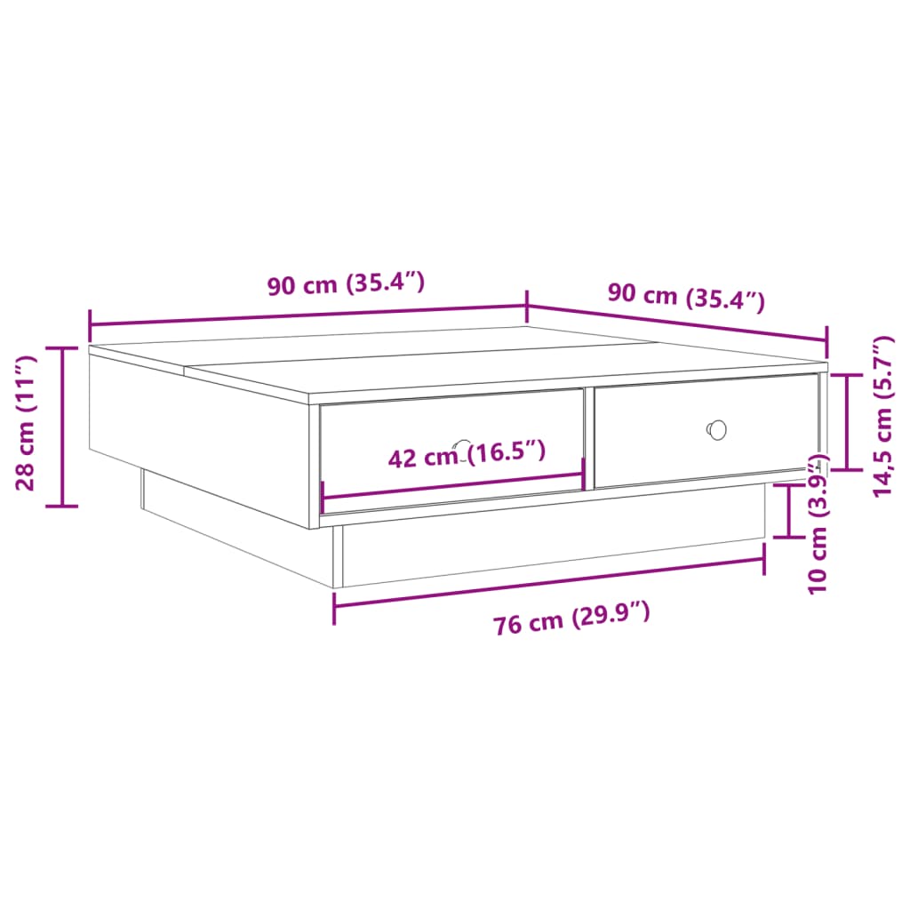 Tavolino da Salotto Rovere Sonoma 90x90x28 cm Legno Multistrato | homemem39