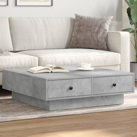 Tavolino da Salotto Grigio Cemento 90x90x28cm Legno Multistrato | homemem39