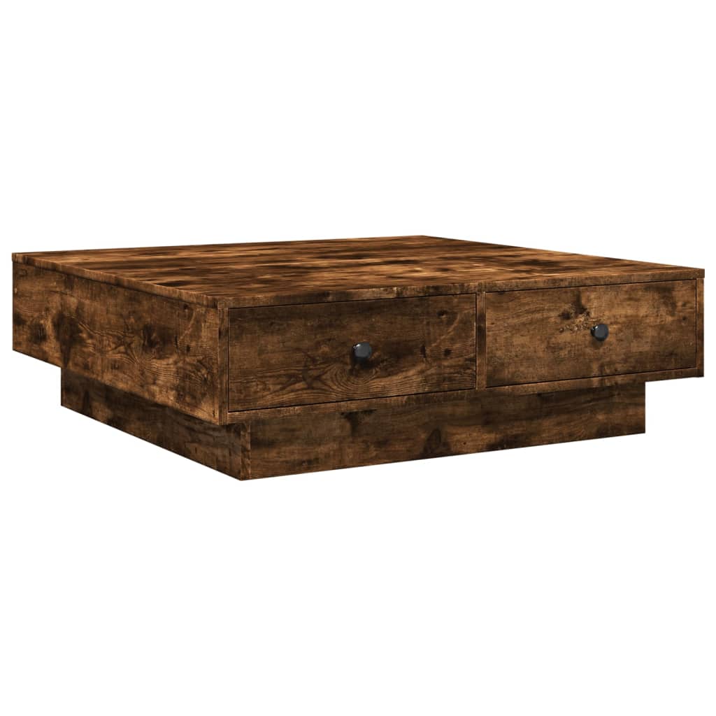 Tavolino da Salotto Rovere Fumo 90x90x28 cm Legno Multistrato | homemem39
