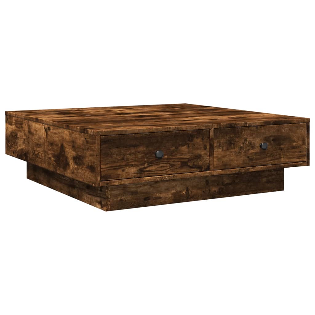 Tavolino da Salotto Rovere Fumo 90x90x28 cm Legno Multistrato | homemem39