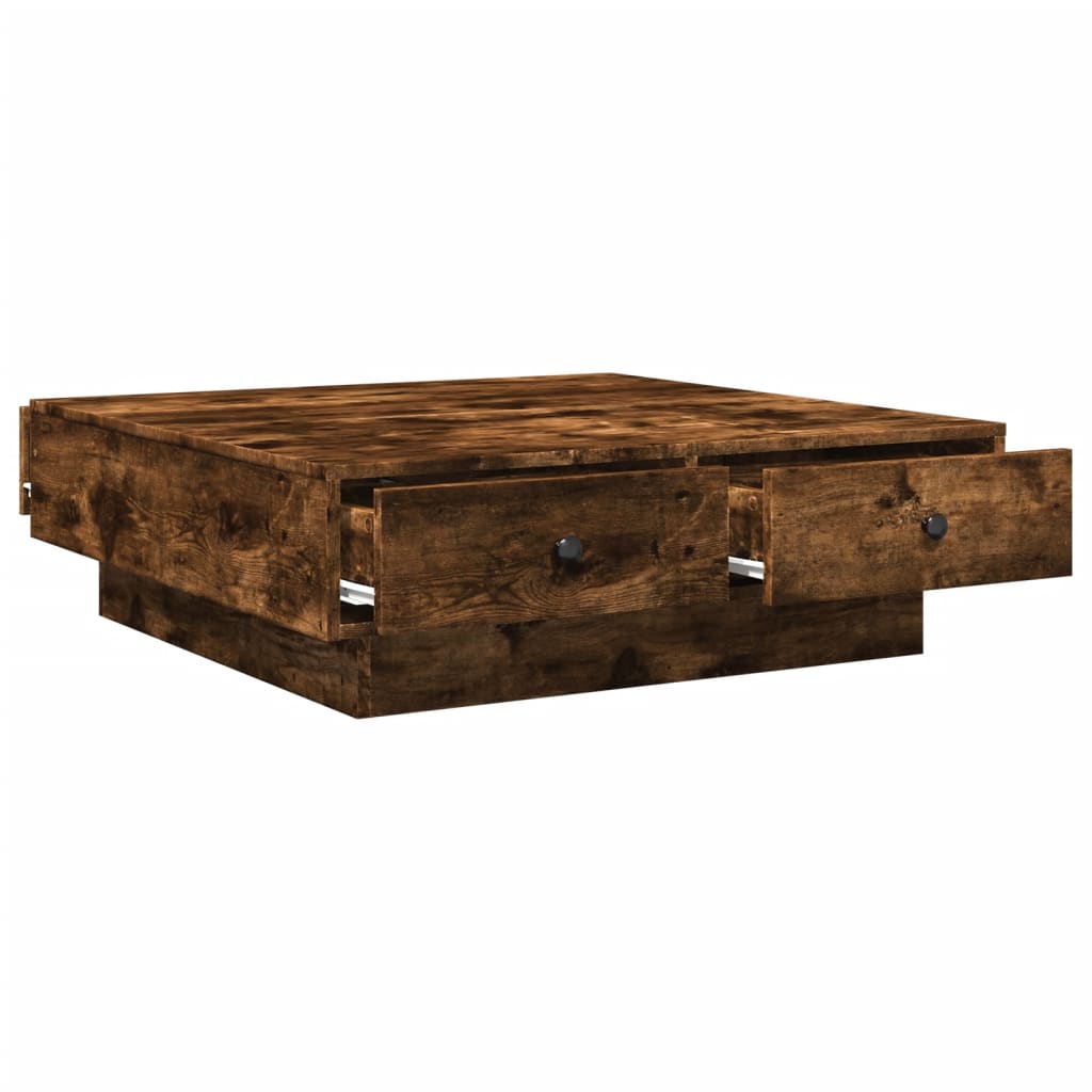 Tavolino da Salotto Rovere Fumo 90x90x28 cm Legno Multistrato | homemem39