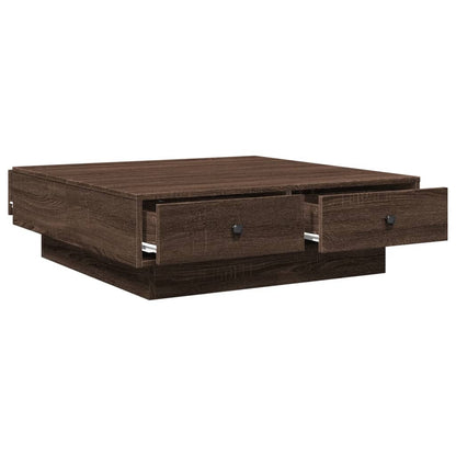 Tavolino da Salotto Rovere Marrone 90x90x28cm Legno Multistrato | homemem39