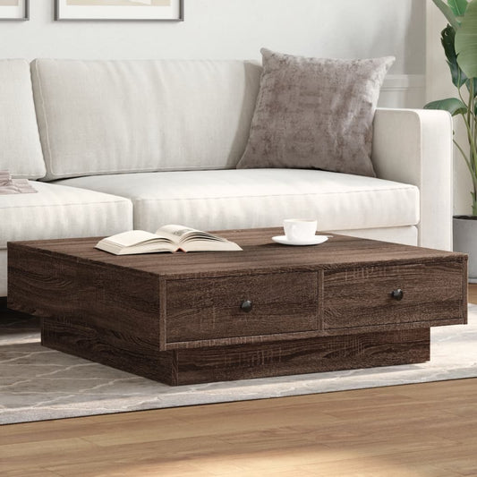Tavolino da Salotto Rovere Marrone 90x90x28cm Legno Multistrato | homemem39