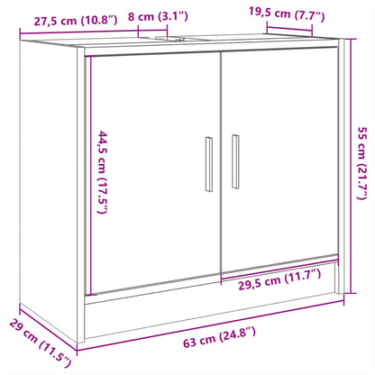 Mobile Lavabo Rovere Fumo 63x29x55 cm in Legno Multistrato | homemem39