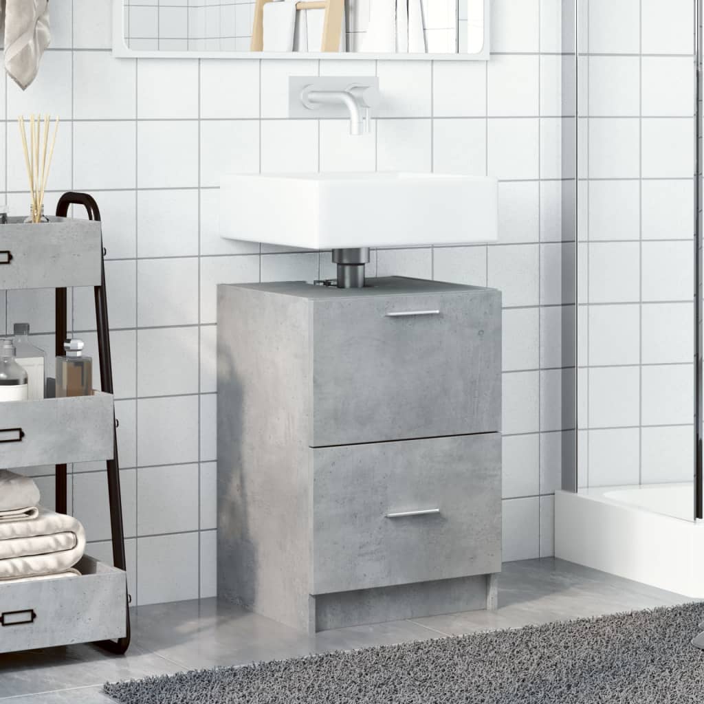 Mobile Lavabo Grigio Cemento 80x33x60 cm in Legno Multistrato | homemem39