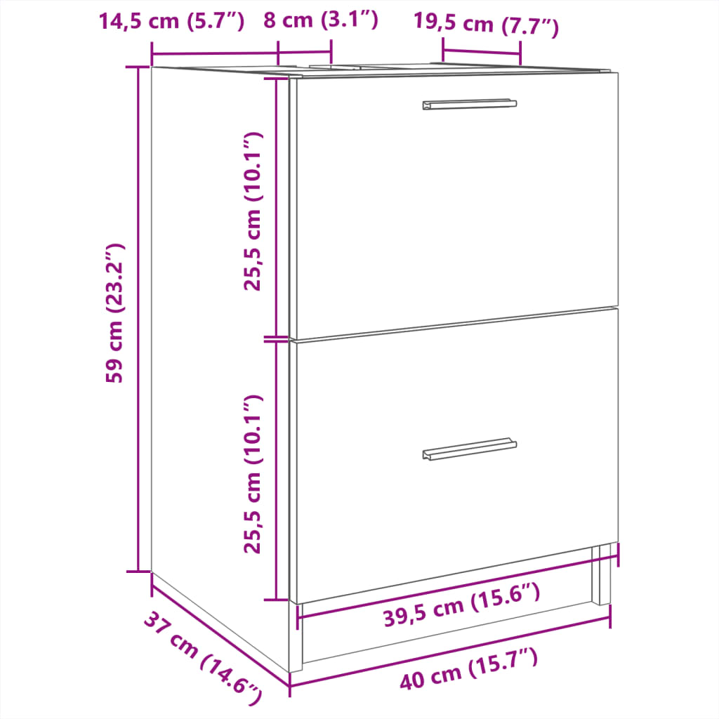 Mobile Lavabo Rovere Marrone 40x37x59 cm in Truciolare | homemem39