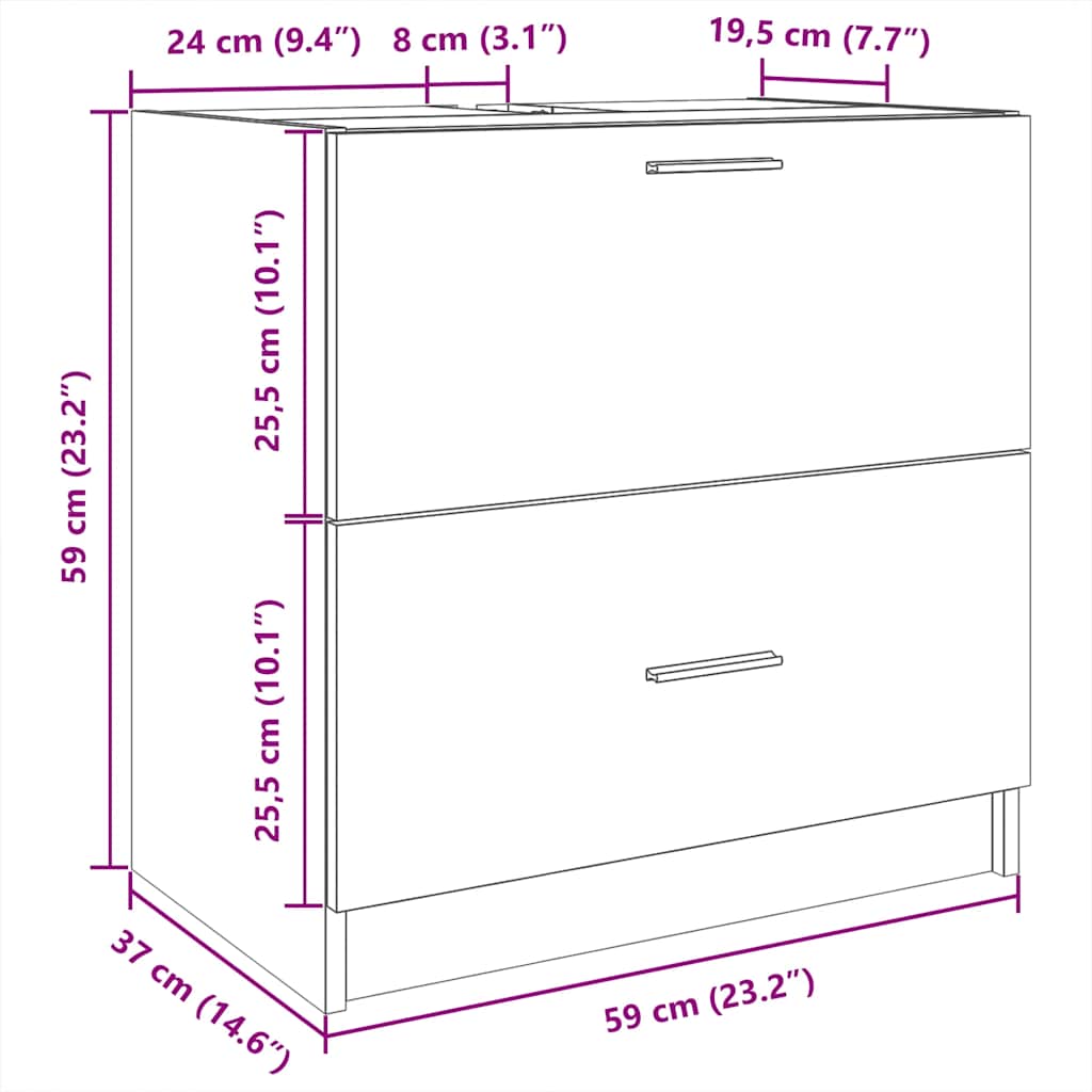 Mobile Lavabo Bianco 59x37x59 cm in Truciolare | homemem39