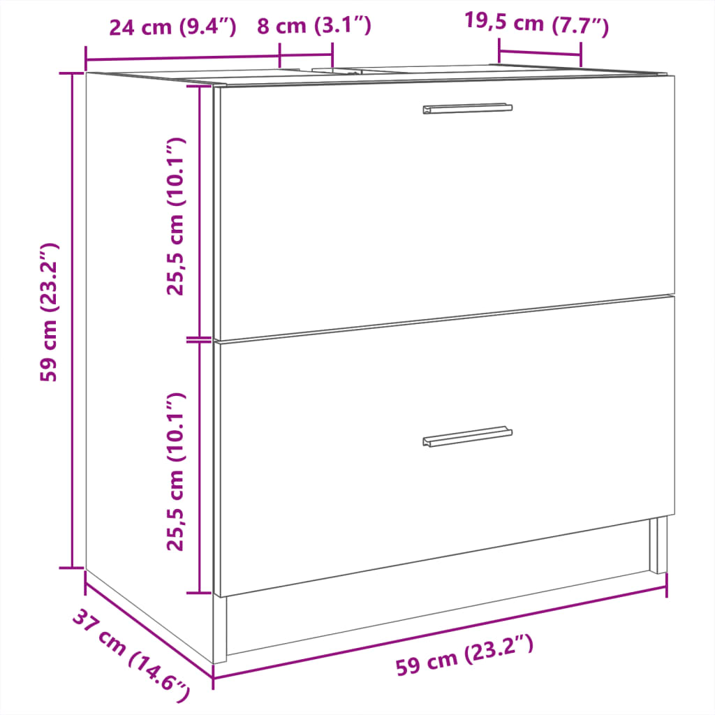 Mobile Lavabo Grigio Cemento 59x37x59 cm in Truciolare | homemem39