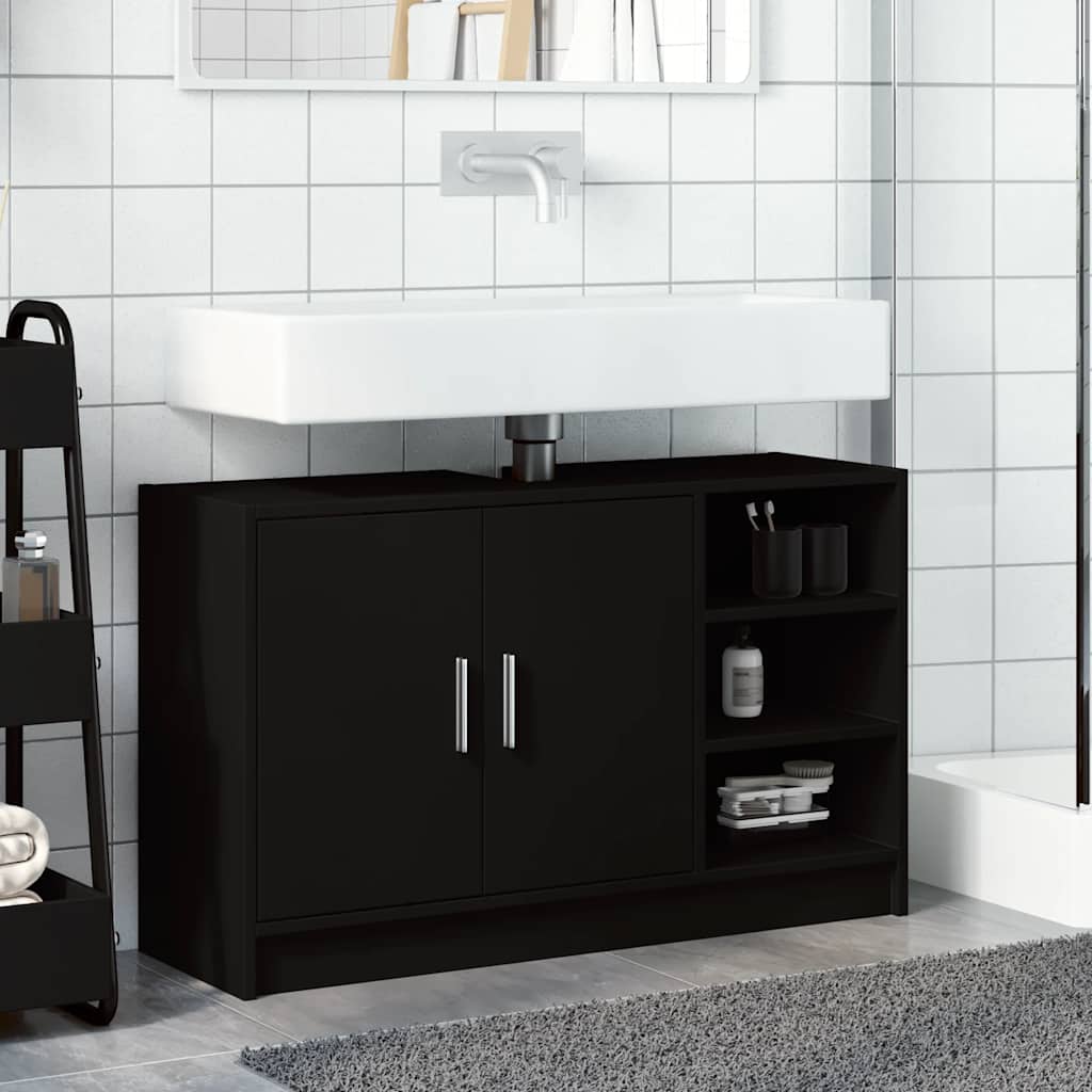 Mobile Lavabo Nero 90x29x55 cm in Truciolato | homemem39